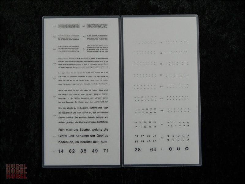 Lesetafel/ Nahleseprobe für die Nähe